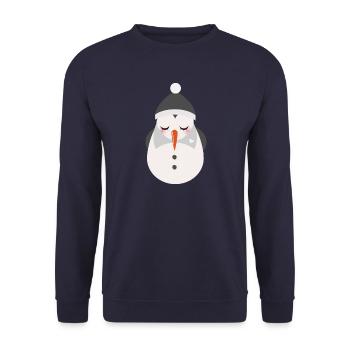 mignon bonhomme de neige avec casquette et nez de navet - Sweat-shirt Unisexe - marine - Devant - Alina (178cm) & Michal (187cm)