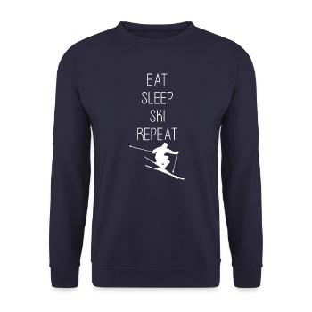 Eat Sleep SKI Repeat - Unisex Sweatshirt - navy - Front - Alina (178cm) & Michal (187cm)
