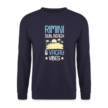 Rimini Sommer Spruch - Unisex Pullover - Navy - Vorne - Alina (178cm) & Michal (187cm)