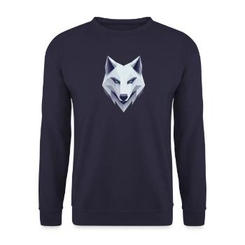 Logo de loup, tête de loup, emblème, loup blanc - Sweat-shirt Unisexe - marine - Devant - Alina (178cm) & Michal (187cm)