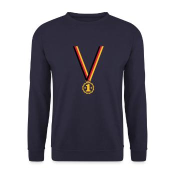 Medaille Platz 1 - Unisex Pullover - Navy - Vorne - Alina (178cm) & Michal (187cm)