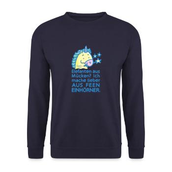 Ich mache aus Feen Einhörner - Unisex Pullover - Navy - Vorne - Alina (178cm) & Michal (187cm)