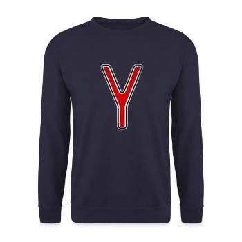Y electric - Einfach schlichtes Design für E-Auto - Unisex Pullover - Navy - Vorne - Alina (178cm) & Michal (187cm)