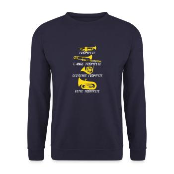 Verschiedene Trompeten - lustige Übersicht - Unisex Pullover - Navy - Vorne - Alina (178cm) & Michal (187cm)