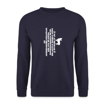 Süßes Yorkshire Terrier Motiv Yorki Gassi - Unisex Pullover - Navy - Vorne - Alina (178cm) & Michal (187cm)