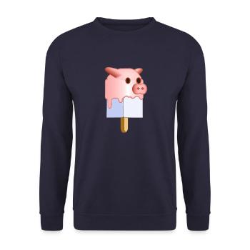 Eis am Stiel Schweinegesicht - Unisex Pullover - Navy - Vorne - Alina (178cm) & Michal (187cm)