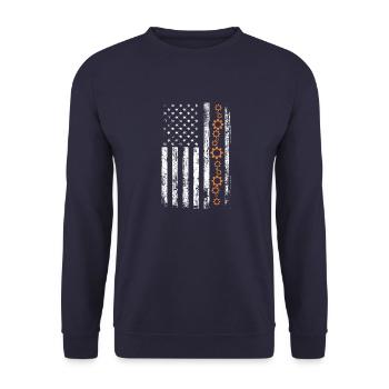 Mechanical Engineer - Maschinenbauingenieur Vintag - Unisex Pullover - Navy - Vorne - Alina (178cm) & Michal (187cm)