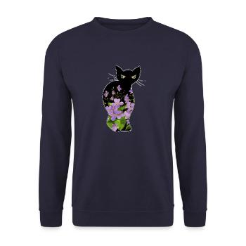 Cat - Unisex Sweatshirt - navy - Front - Alina (178cm) & Michal (187cm)