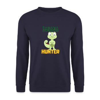 Vintage-Leguan-Jäger Lustiger Reptilienliebhaber - Unisex Pullover - Navy - Vorne - Alina (178cm) & Michal (187cm)