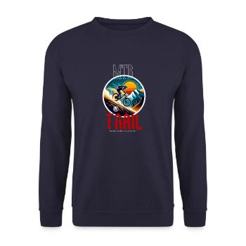 Mountain Bike Downhill - Unisex Sweatshirt - navy - Front - Alina (178cm) & Michal (187cm)