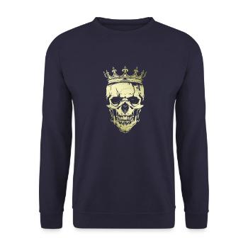 König Totenkopf Krone Gold - Unisex Pullover - Navy - Vorne - Alina (178cm) & Michal (187cm)