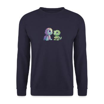 Green Alien Turtle Fusion - Unisex Sweatshirt - navy - Front - Alina (178cm) & Michal (187cm)