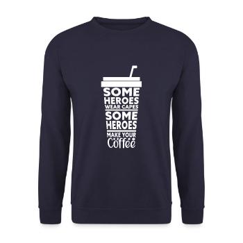 Hero Coffee Maker Barista Coffee Bar - Unisex Sweatshirt - navy - Front - Alina (178cm) & Michal (187cm)