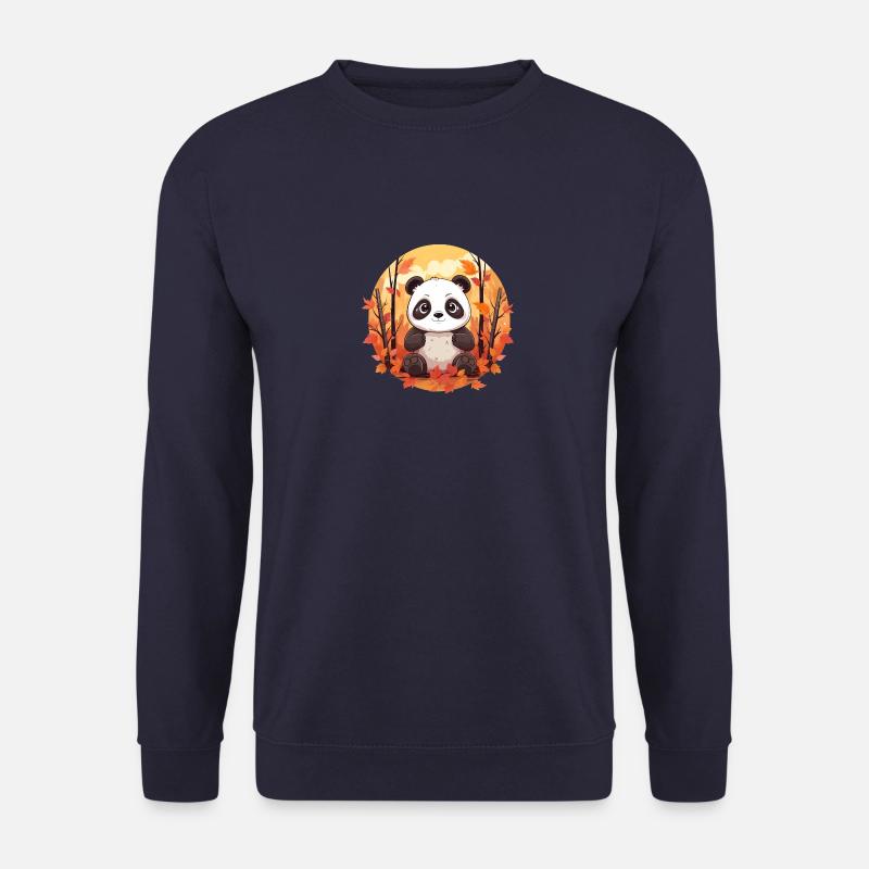 Panda im Herbstlaub: Sunset & Blätter - Unisex Pullover - Navy