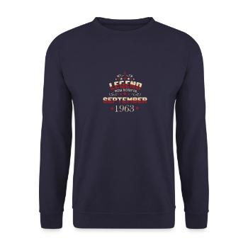 Une légende est née en septembre 1963 - Sweat-shirt Unisexe - marine - Devant - Alina (178cm) & Michal (187cm)