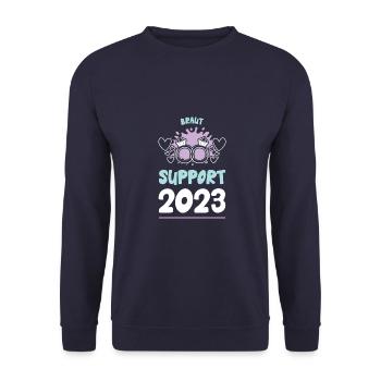 Braut Support 2023 Hochzeit - Unisex Pullover - Navy - Vorne - Alina (178cm) & Michal (187cm)