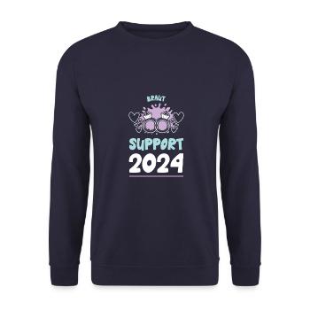 Braut Support 2024 Hochzeit - Unisex Pullover - Navy - Vorne - Alina (178cm) & Michal (187cm)