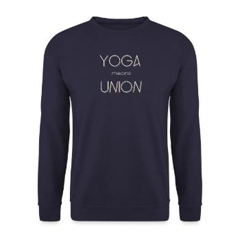 Yoga - meaning - Unisex Sweatshirt - navy - Front - Alina (178cm) & Michal (187cm)