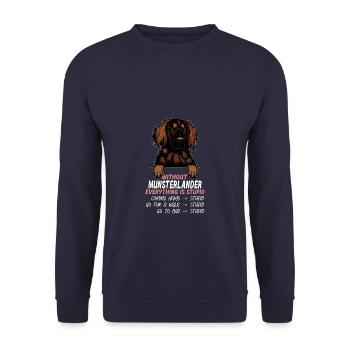 Ohne Munsterlander ist alles doof - Unisex Pullover - Navy - Vorne - Alina (178cm) & Michal (187cm)