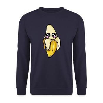 Banana Kawaii - Unisex Sweatshirt - navy - Front - Alina (178cm) & Michal (187cm)