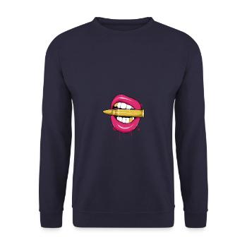 Lips and bullet - Unisex Sweatshirt - navy - Front - Alina (178cm) & Michal (187cm)
