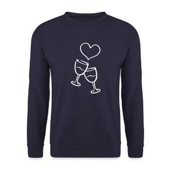 Wine glass heart love - Unisex Sweatshirt - navy - Front - Alina (178cm) & Michal (187cm)
