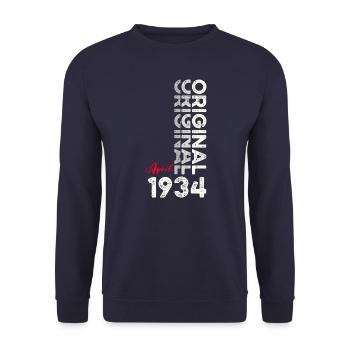 90e anniversaire mari Original avril Vintage 1934 - Sweat-shirt Unisexe - marine - Devant - Alina (178cm) & Michal (187cm)