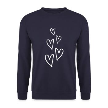 Herzen Love Symbol - Unisex Pullover - Navy - Vorne - Alina (178cm) & Michal (187cm)