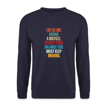 Das Leben ist wie Fahrrad fahren Vintage - Unisex Pullover - Navy - Vorne - Alina (178cm) & Michal (187cm)