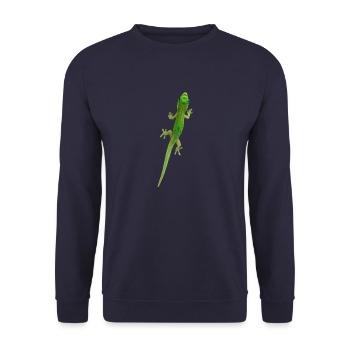 Grüner Gecko - Unisex Pullover - Navy - Vorne - Alina (178cm) & Michal (187cm)