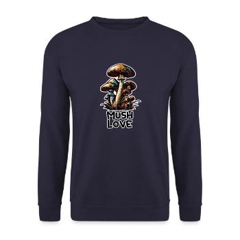 MUSHROOM. MUSH LOVE - Unisex Sweatshirt - navy - Front - Alina (178cm) & Michal (187cm)