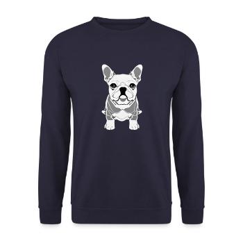 French Bulldog Design Graphic Print Motif - Unisex Sweatshirt - navy - Front - Alina (178cm) & Michal (187cm)