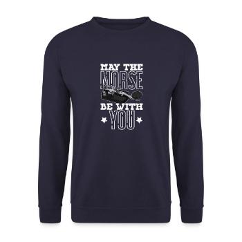 Radio Technician Radio Morse Mortar Hobby Ham - Unisex Sweatshirt - navy - Front - Alina (178cm) & Michal (187cm)