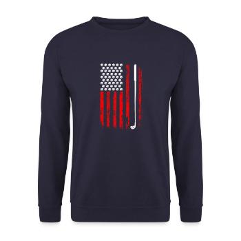 Golfer Golfing Vintage Golf Masters Golfspieler - Unisex Pullover - Navy - Vorne - Alina (178cm) & Michal (187cm)