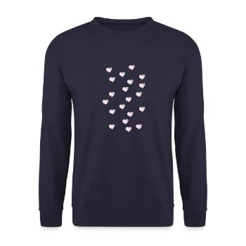 herzen viele kleine - Unisex Pullover - Navy - Vorne - Alina (178cm) & Michal (187cm)
