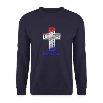 Croatie Croix drapeau patriotisme Vintage Gloire cheveux - Sweat-shirt Unisexe - marine - Devant - Alina (178cm) & Michal (187cm)
