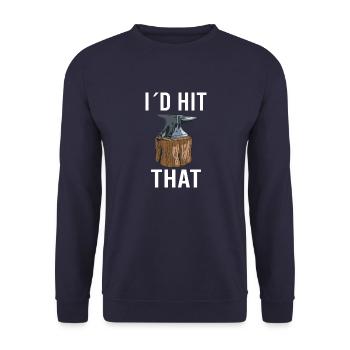 Schmied Schmieden Forger Blacksmithing Vintage - Unisex Pullover - Navy - Vorne - Alina (178cm) & Michal (187cm)