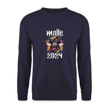 Malle 2024 Affe Bier - Unisex Pullover - Navy - Vorne - Alina (178cm) & Michal (187cm)