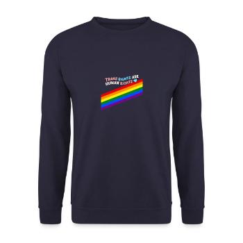 Trans Rights are Human Rights - Unisex Pullover - Navy - Vorne - Alina (178cm) & Michal (187cm)