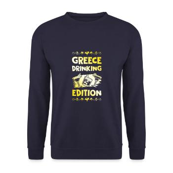 Greece Drinking Spruch - Unisex Pullover - Navy - Vorne - Alina (178cm) & Michal (187cm)