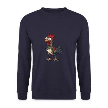 Hahn Halloween Lustig Zombie - Unisex Pullover - Navy - Vorne - Alina (178cm) & Michal (187cm)