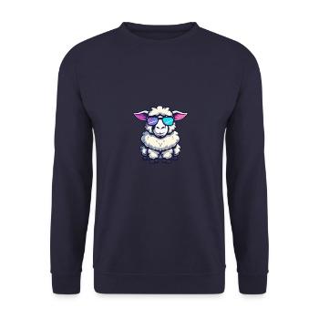 Schaf Cool Tier - Unisex Pullover - Navy - Vorne - Alina (178cm) & Michal (187cm)