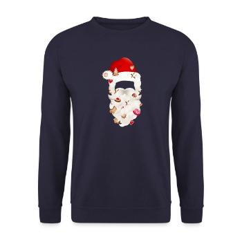 Santa Claus beard studded with Christmas cookies - Unisex Sweatshirt - navy - Front - Alina (178cm) & Michal (187cm)