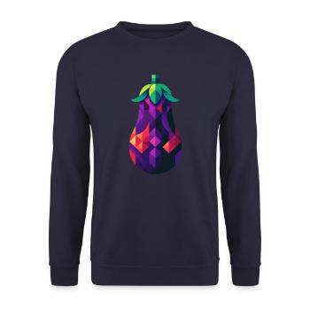 Abstrakte geometrische Aubergine - Farbgestaltung - Unisex Pullover - Navy - Vorne - Alina (178cm) & Michal (187cm)