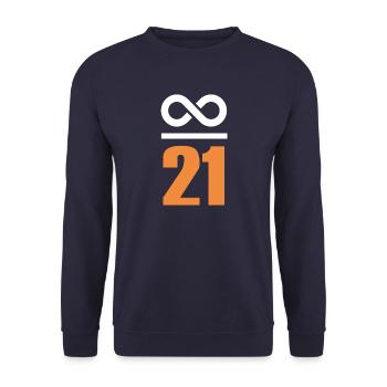 Infinite by 21 million Bitcoin - Unisex Sweatshirt - navy - Front - Alina (178cm) & Michal (187cm)