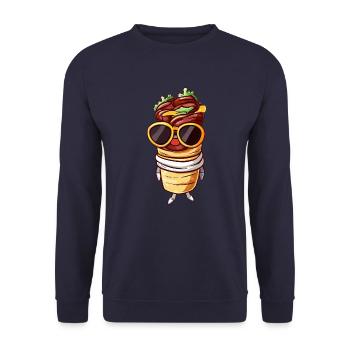 Cool Kawaii Doner Kebap with Sunglasses – - Unisex Sweatshirt - navy - Front - Alina (178cm) & Michal (187cm)