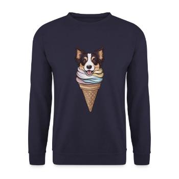 Border Collie comme glace gaufrée pour les amateurs de crème glacée - Sweat-shirt Unisexe - marine - Devant - Alina (178cm) & Michal (187cm)