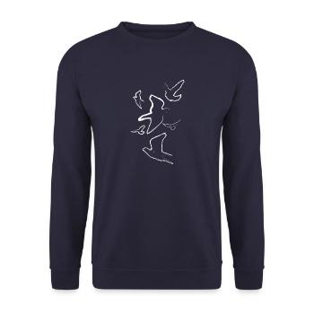 pigeons,birds,drawing,charcoal drawing,white,deaf - Unisex Sweatshirt - navy - Front - Alina (178cm) & Michal (187cm)