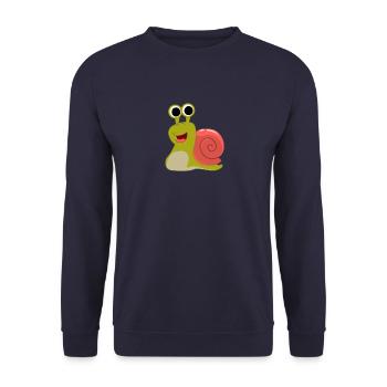 Schnecke Weinbergschnecke Schnegge Schneckenhaus - Unisex Pullover - Navy - Vorne - Alina (178cm) & Michal (187cm)