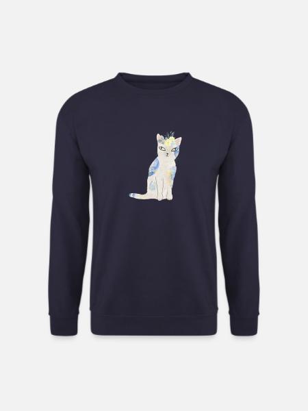 Blue floral cat - Unisex Sweatshirt - navy